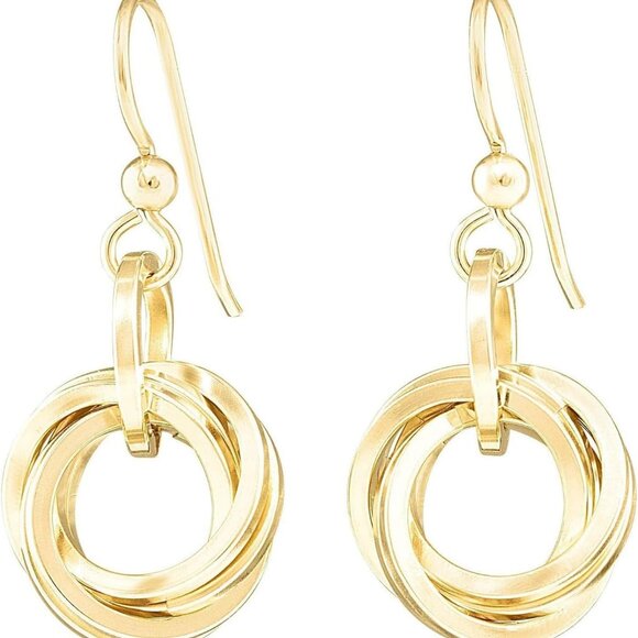 Dressy 14K Yellow Gold-Filled Love Knot Circle Dangle Earrings for Women Classy - Picture 1 of 8